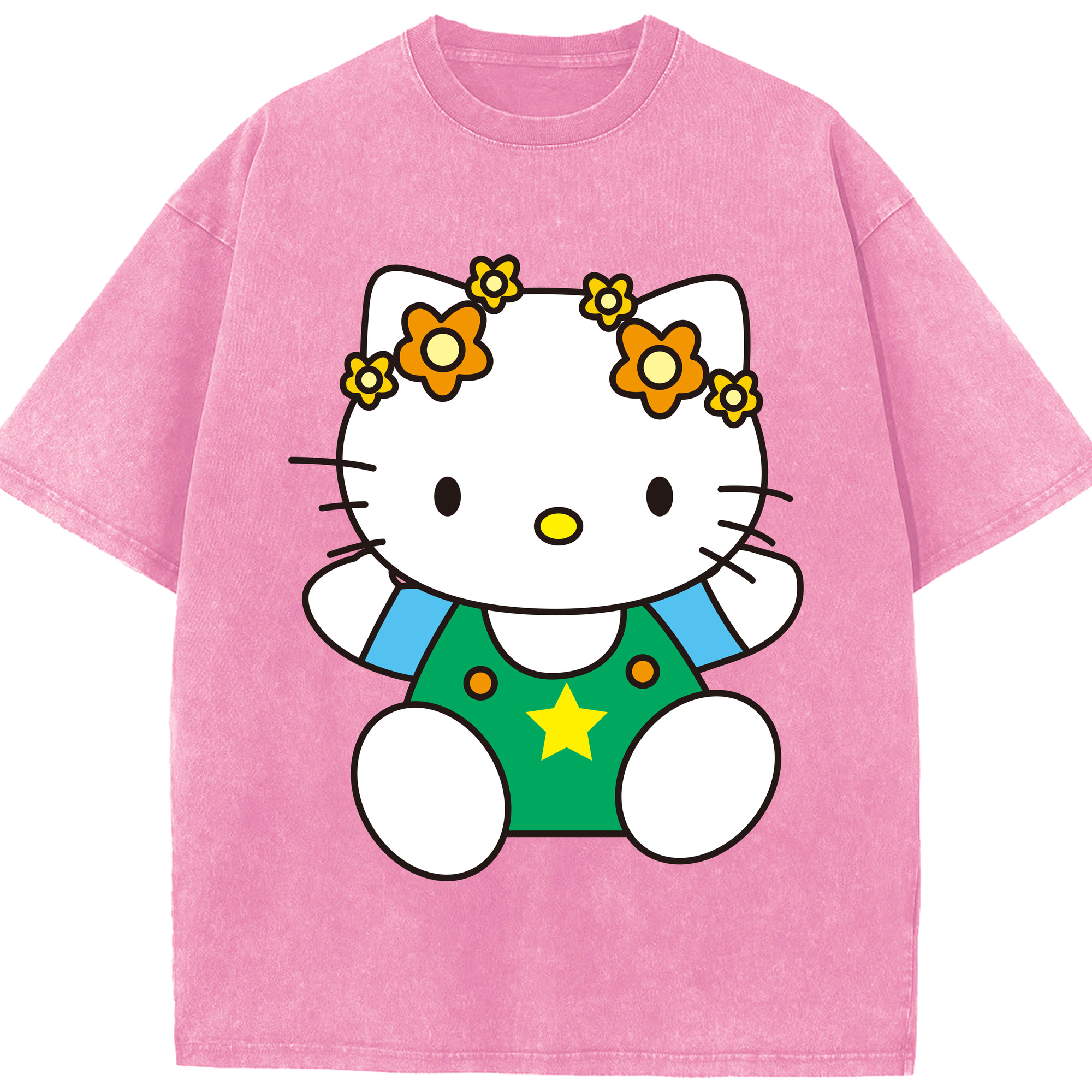 （画像用） Hello Kitty ハローキティ 綿100% ヴィンテージ風 半袖Tシャツ（フロントプリント）